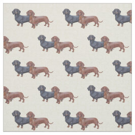 Dachshund Dog Art Fabric Stof