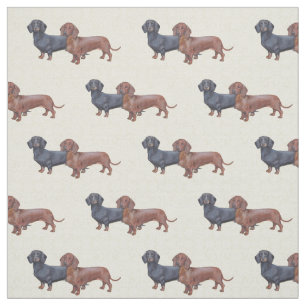 Dachshund Dog Art Fabric Stof