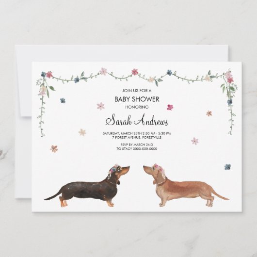 Dachshund Dog Baby shower Kaart (Voorkant)