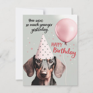 Dachshund Dog Birthday Kaart met partijPet