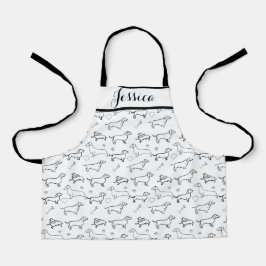 Dachshund Dog Black Puppy Doodle Pattern Kinder Schort