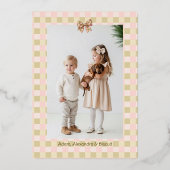 Dachshund Dog Christmas Checkered Sweater Photo Folie Feestdagenkaart (Achterkant)