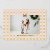 Dachshund Dog Christmas Checkered Sweater Photo Folie Feestdagenkaart (Achterkant)