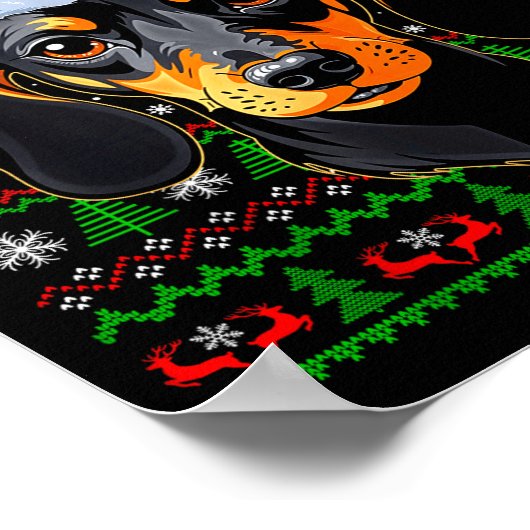 Dachshund Dog Christmas Ugly Sweater Santa Adults  Poster (Hoek)