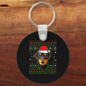 Dachshund Dog Christmas Ugly Sweater Santa Adults  Sleutelhanger (Voorkant)