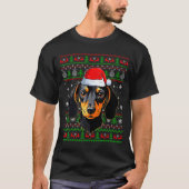 Dachshund Dog Christmas Ugly Sweater Santa Adults  T-shirt (Voorkant)