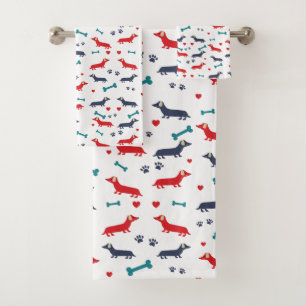 Dachshund Dog Colorful Doxies en Paws Bad Handdoek