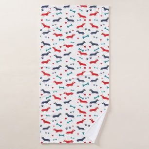 Dachshund Dog Colorful Doxies en Paws Badhanddoek