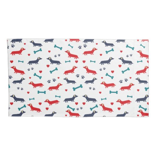 Dachshund Dog Colorful Doxies en Paws Kussensloop (Achterkant-Rechts)