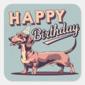 Dachshund Dog Colorful Vierkante Sticker (Voorkant)