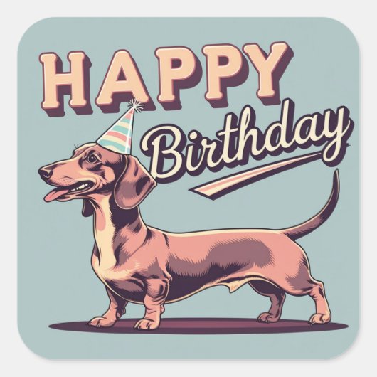 Dachshund Dog Colorful Vierkante Sticker (Voorkant)