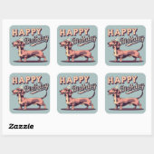 Dachshund Dog Colorful Vierkante Sticker (Vel)
