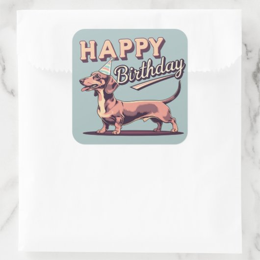 Dachshund Dog Colorful Vierkante Sticker (Tas)