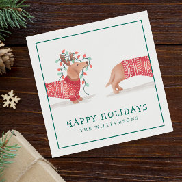 Dachshund Dog Cozy Red van de kerstkeuken Servet