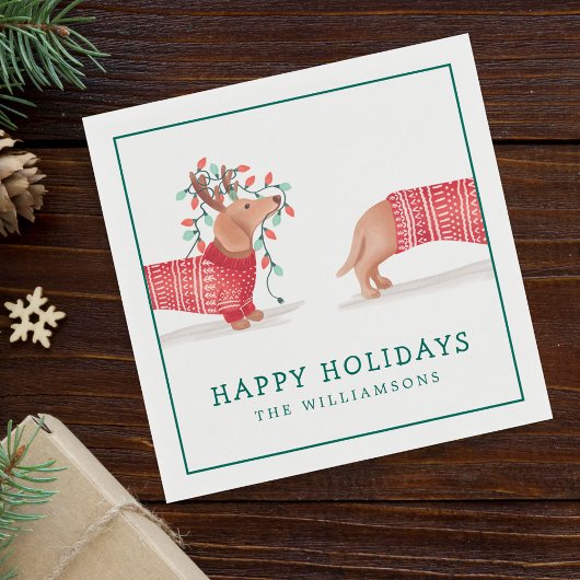 Dachshund Dog Cozy Red van de kerstkeuken Servet