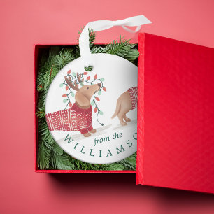 Dachshund Dog Cozy van rond kerstartikel Foto Ornament
