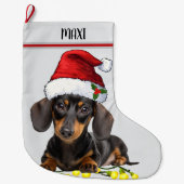 Dachshund Dog Custom Pet Grote Kerstsok (Voorkant)