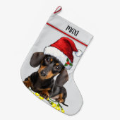 Dachshund Dog Custom Pet Grote Kerstsok (Voorkant (Hangend))
