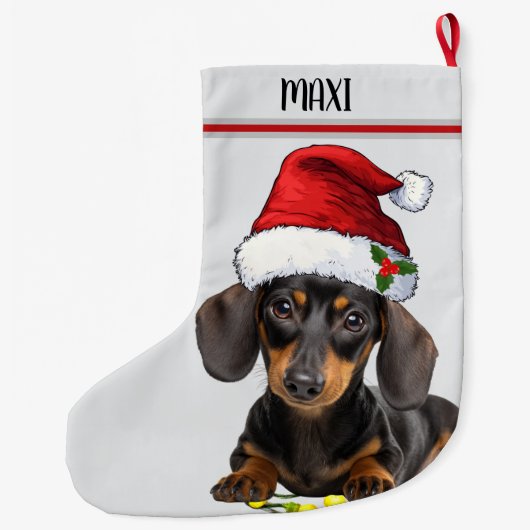 Dachshund Dog Custom Pet Grote Kerstsok (Achterkant)