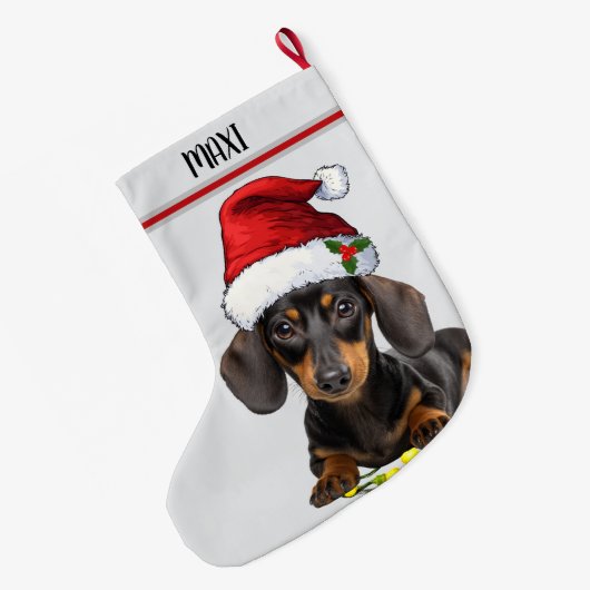 Dachshund Dog Custom Pet Grote Kerstsok (Achterkant (Hangend))