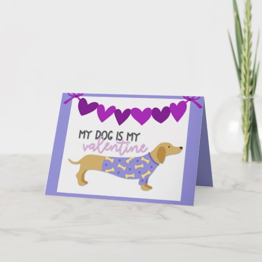 Dachshund Dog Cute Funny Paarse Custom Text Feestdagen Kaart (Voorkant)
