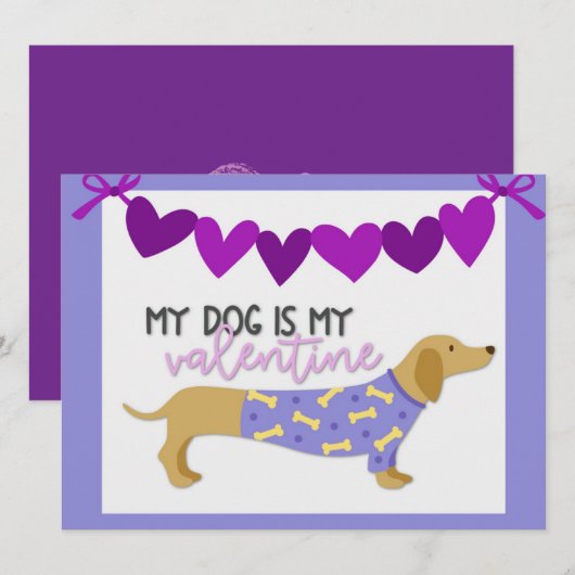 Dachshund Dog Cute Funny Paarse Custom Text Flat Feestdagenkaart (Voorkant / Achterkant)