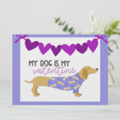 Dachshund Dog Cute Funny Paarse Custom Text Flat Feestdagenkaart (Staand voorkant)