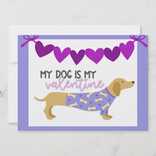 Dachshund Dog Cute Funny Paarse Custom Text Flat Feestdagenkaart (Voorkant)