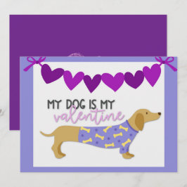 Dachshund Dog Cute Funny Paarse Custom Text Flat Feestdagenkaart