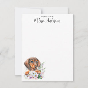 Dachshund Dog Cute Puppy Waterverf op maat Notitiekaartje