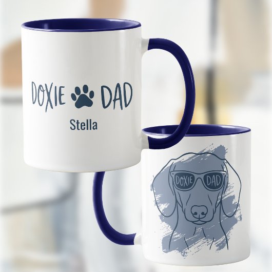 Dachshund Dog Dad Mug - Custom Name Ice Blue  Mok