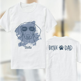 Dachshund Dog Dad T-shirt - Naam op maat Ijsblauwe