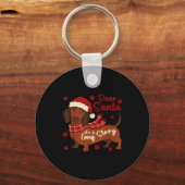 Dachshund Dog Dear Santa It's A Long Story Funny C Sleutelhanger (Voorkant)