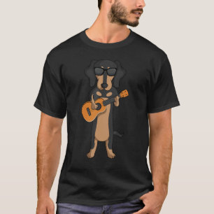 Dachshund Dog die Ukulele Guitar speelt T-shirt
