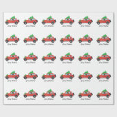 Dachshund Dog Driving Car - Kerstboom bovenaan Cadeaupapier (Vlak)