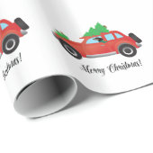 Dachshund Dog Driving Car - Kerstboom bovenaan Cadeaupapier (Rol Hoek)
