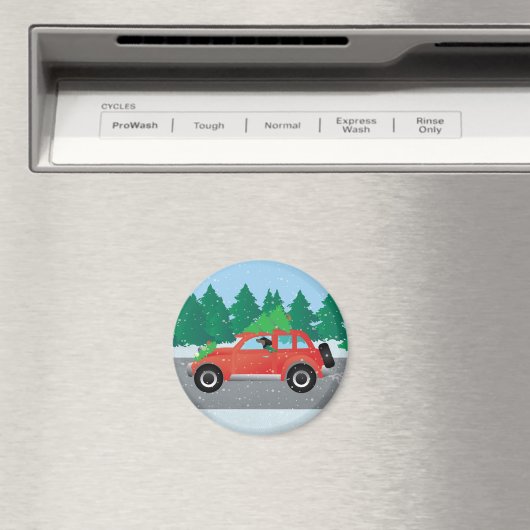 Dachshund Dog Driving Car - Kerstboom bovenaan Magneet (Insitu (Vaatwasser))