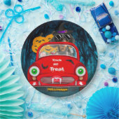 Dachshund Dog Driving Car Scary Halloween Papieren Bordje (Feest)