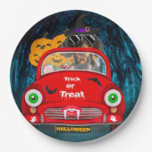 Dachshund Dog Driving Car Scary Halloween Papieren Bordje (Voorkant)