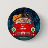 Dachshund Dog Driving Car Scary Halloween Ronde Button 5,7 Cm (Voorkant)