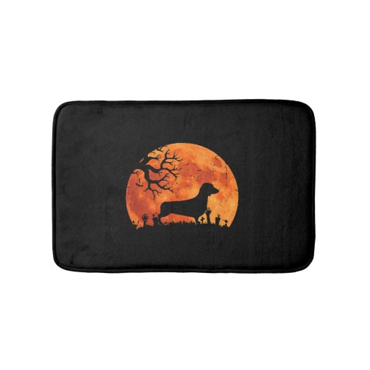 Dachshund Dog en Moon Funny Halloween Costume Badmat (Voorkant)