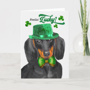 Dachshund Dog Feelin' Lucky St Patrick's Day Feestdagen Kaart