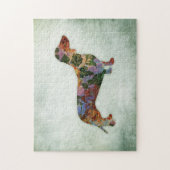 Dachshund Dog Floral over Groen Legpuzzel (Verticaal)