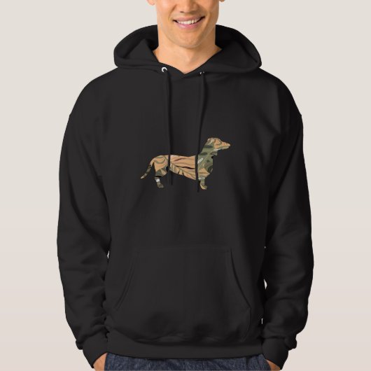 Dachshund Dog Floral Tropical Pattern Silhouette Hoodie (Voorkant)