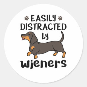 Dachshund Dog, gemakkelijk verstoord door Wenen Ronde Sticker