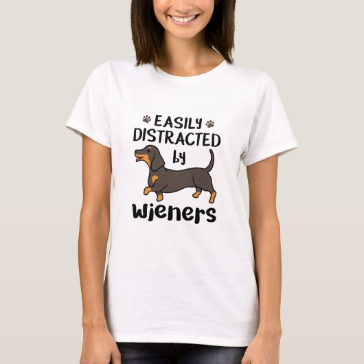 Dachshund Dog, gemakkelijk verstoord door Wenen T-shirt (Voorkant)