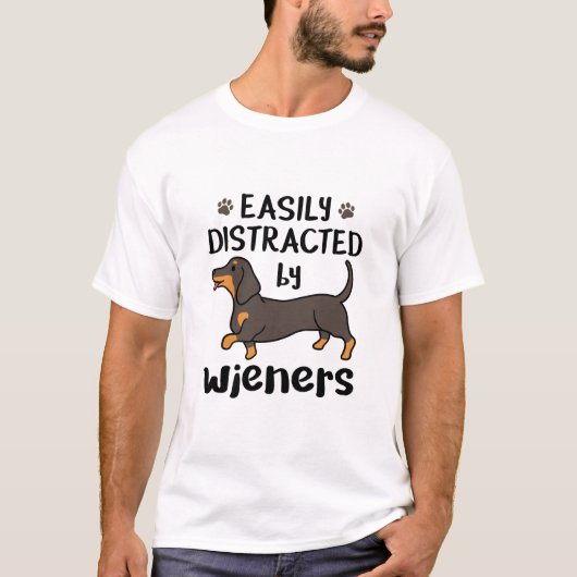 Dachshund Dog, gemakkelijk verstoord door Wenen T-shirt (Voorkant)