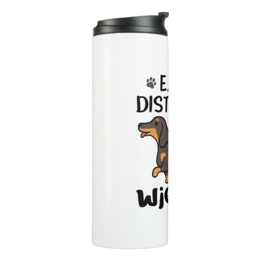 Dachshund Dog, gemakkelijk verstoord door Wenen Thermosbeker (Gedraaid links)