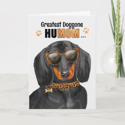 Dachshund Dog Greatest HuMOM Moederdag Feestdagen Kaart (Voorkant)