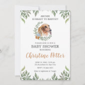 Dachshund Dog Greenery Boho Baby shower Invitation Kaart (Voorkant)